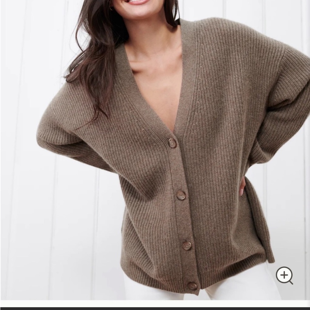 Jenni Kayne cashmere cocoon cardigan in Russet M brown